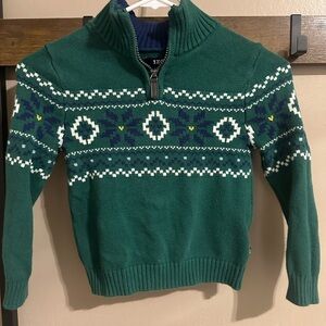 Izod Boys Green and Navy Zip-Up Sweater.